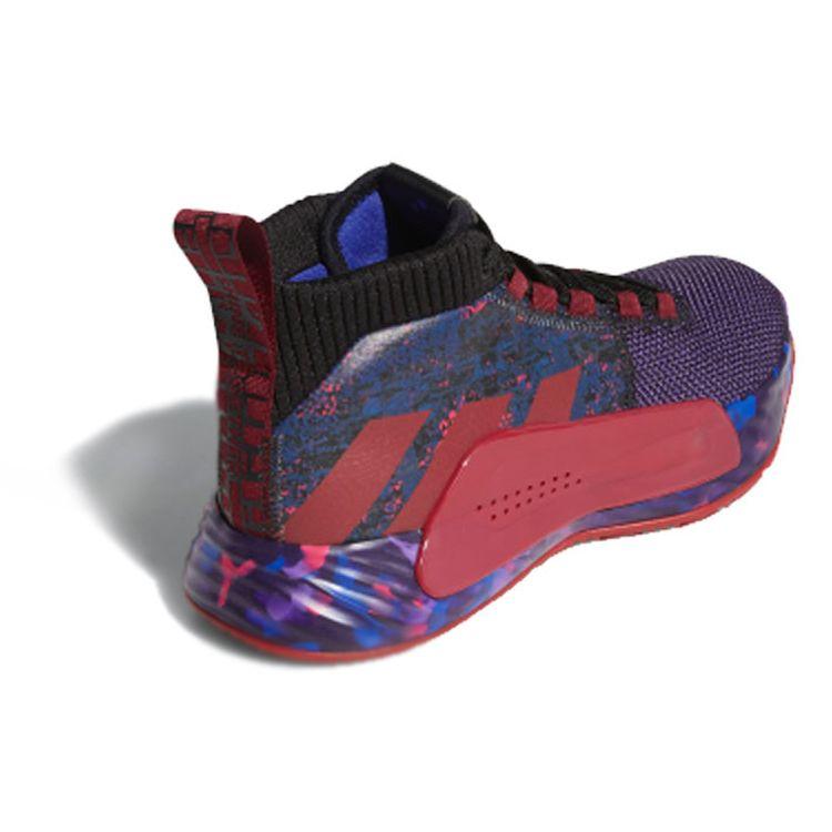 Adidas D Lillard 5 Shock Absorption Non-Slip Wear-Resistant Mid-Top Basketball Shoes Men Sneakers Purple Red EF8663