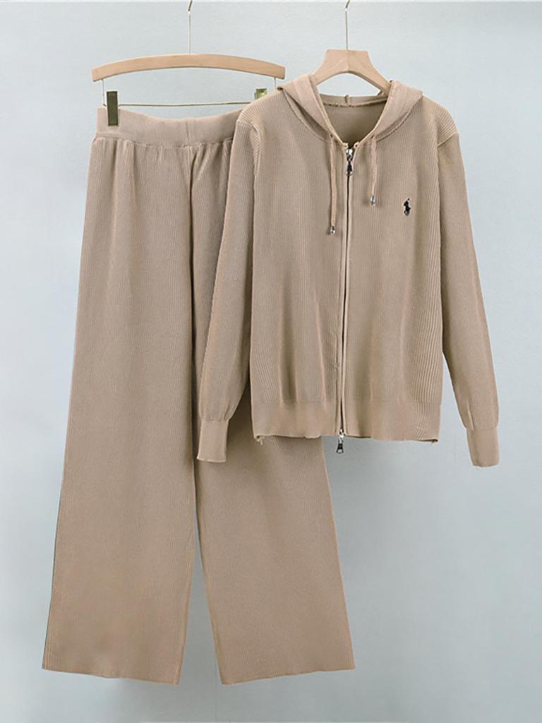 Autumn Winter Knitwear Set: Muslim Women's Wide-Leg Pants Two-Piece