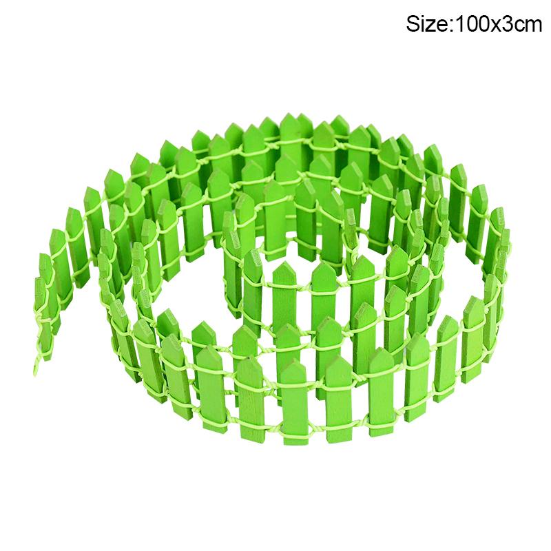 100CM Mini Wooden Fence Fairy Garden Fence Miniature DIY Fairy Garden Accessories Wood Barrier Dollhouse Home Craft Decoration