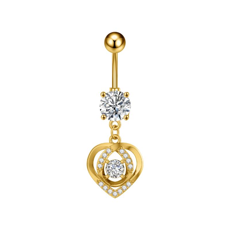Heart Bow Pendant Belly Button Ring For Women Girls Body Piercing Stainless Steel Navel Ring Beach Jewelry