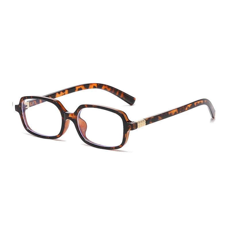 Fashion Women Small Rectangle Sunglasses Retro Leopard Shades UV400 Anti-Blue Light Glasses Frames