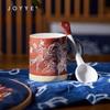 JOYYE Embroidered Ceramic Mug Set with Spoon
