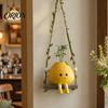 Resin Swing Ornament Cute Swinging Lemon Wall Hanging Ornament, Smiling Figurine, Decor Decor, Boho Art for Bedroom Balcony Home Decorative