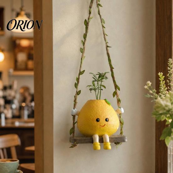 Resin Swing Ornament Cute Swinging Lemon Wall Hanging Ornament, Smiling Figurine, Decor Decor, Boho Art for Bedroom Balcony Home Decorative