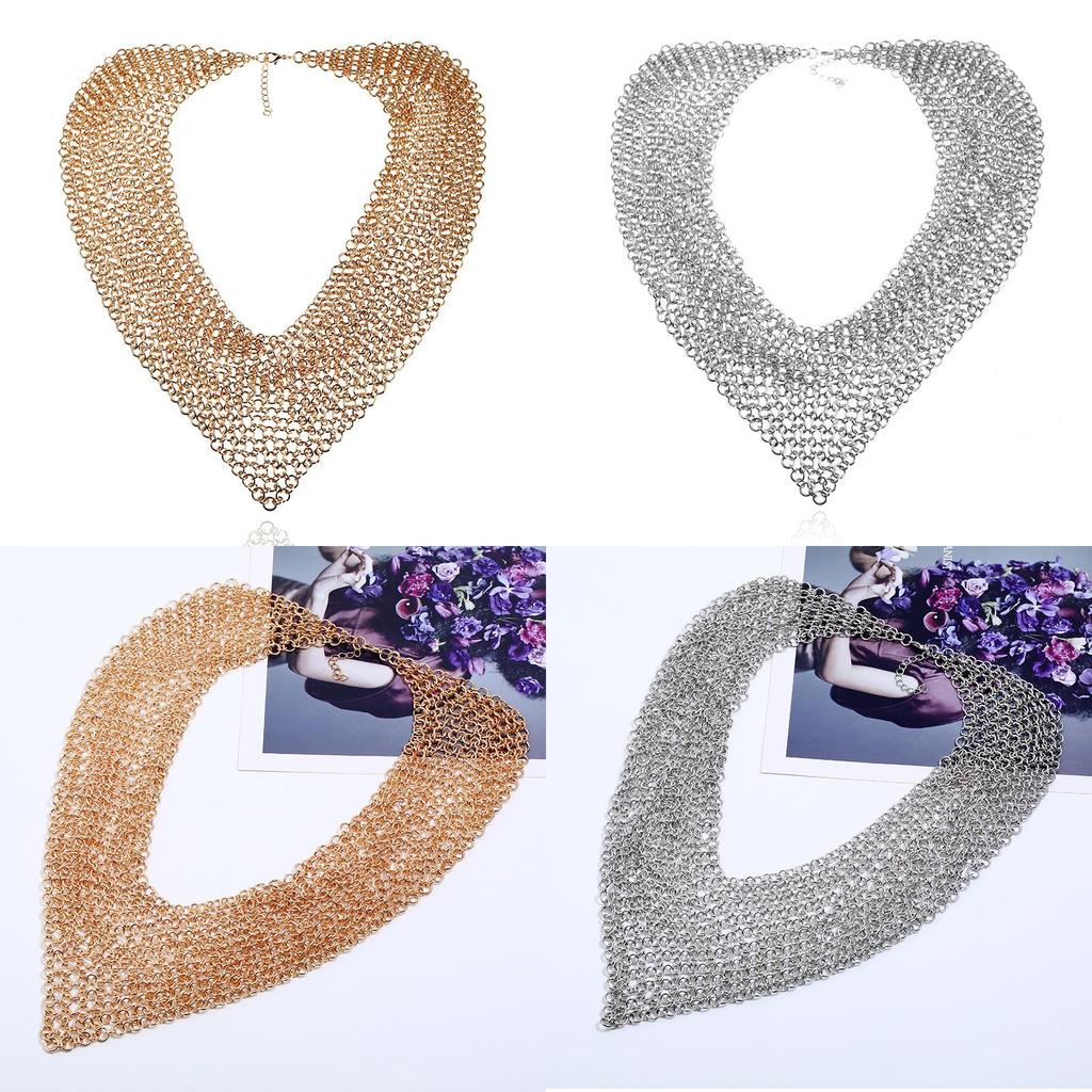 European Chain Collar Necklace With Iron Material Fringe For Party Ideas Gift