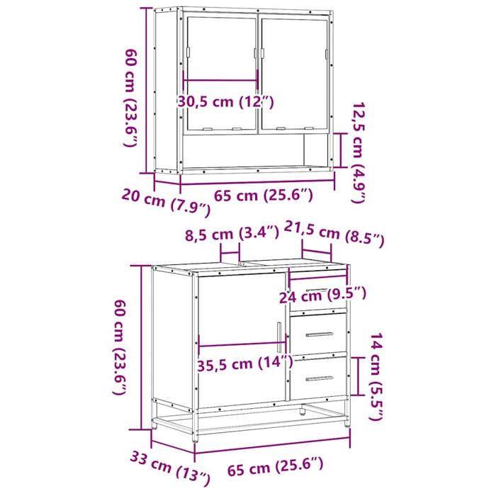 VidaXL Ensemble De Meubles De Salle De Bain 2 Pcs Chêne Marron, Armoire De Rangement, Armoire De Bain, Meuble De Toilette 3300929