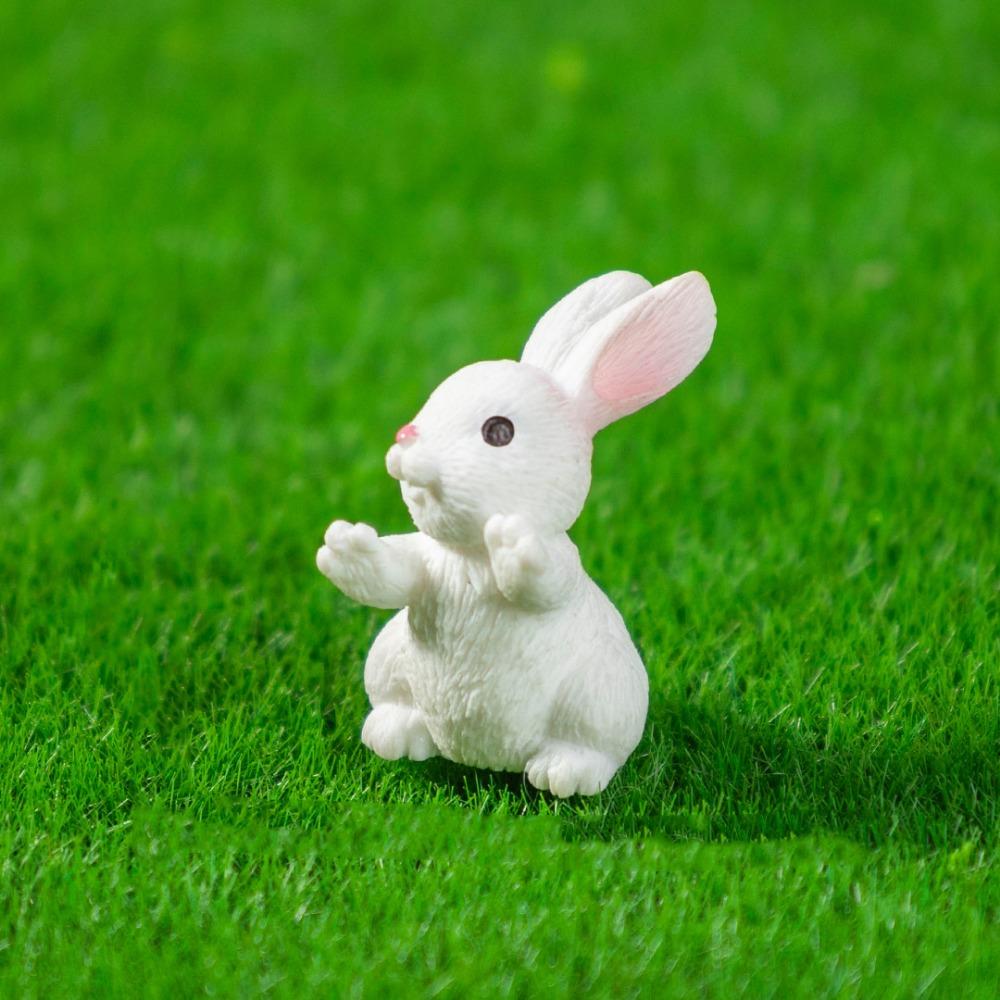 Żywiczna Mini Figurka Królika Wielkanocnego Jajko Wielkanocne Kreskówkowy Króliczek Statuetka Dekoracja Domku dla Lalek