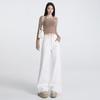 Women's White High-Waisted Wide-Leg Floor-Length Jeans - 2025 Autumn/Winter Loose Slimming Fit