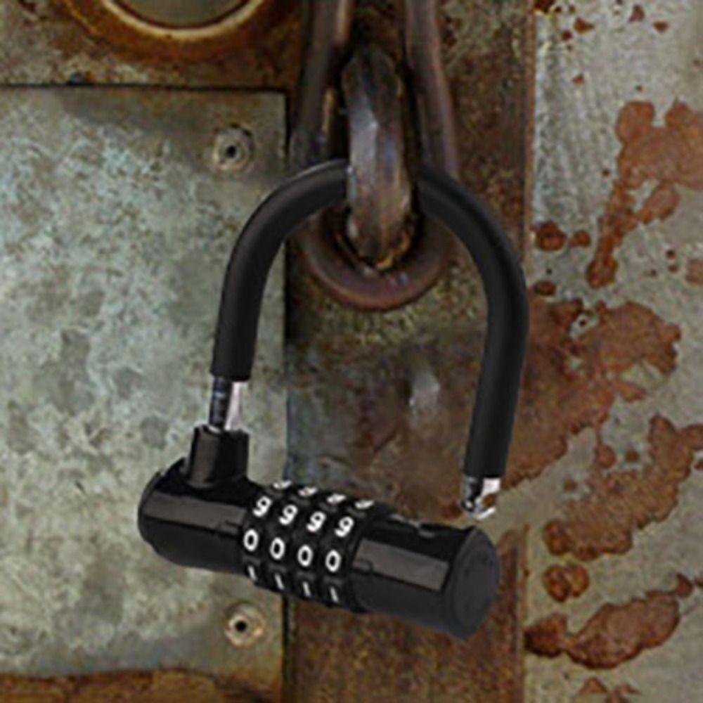 Security U-shaped Password Lock 4-digit Bicycle Lock Portable Password Padlock  Door