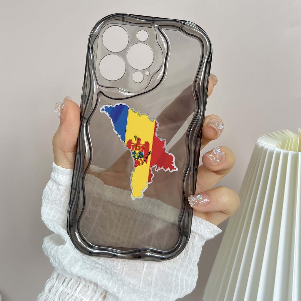 N91 Moldova Flag Art Soft Wavy Phone Cases for iPhone 14 Pro Max 13 Mini 15 Plus XR 7 8 6 XS Max 12 11 Protective Bumper Cover