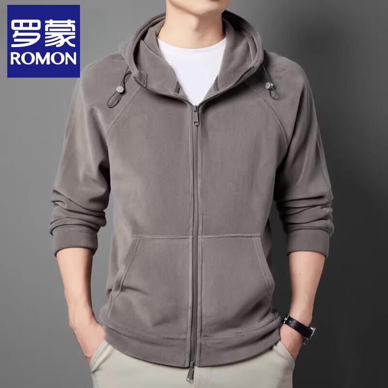 Romon Men s Premium Thickened Hooded Fleece Cardigan Jacket 3XL