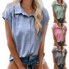 2025 European and American Cross-border Women's Clothing, Amazon Summer New Button-down Short-sleeved Shirt Lapel Casual Plaid Top