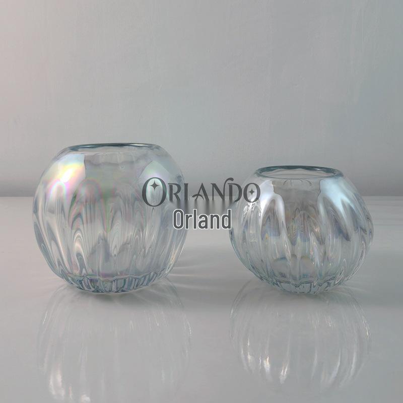 Contemporary Ribbed Glass Vase - Natural Clear for Fresh Flowers 15x15x12cm прозрачный