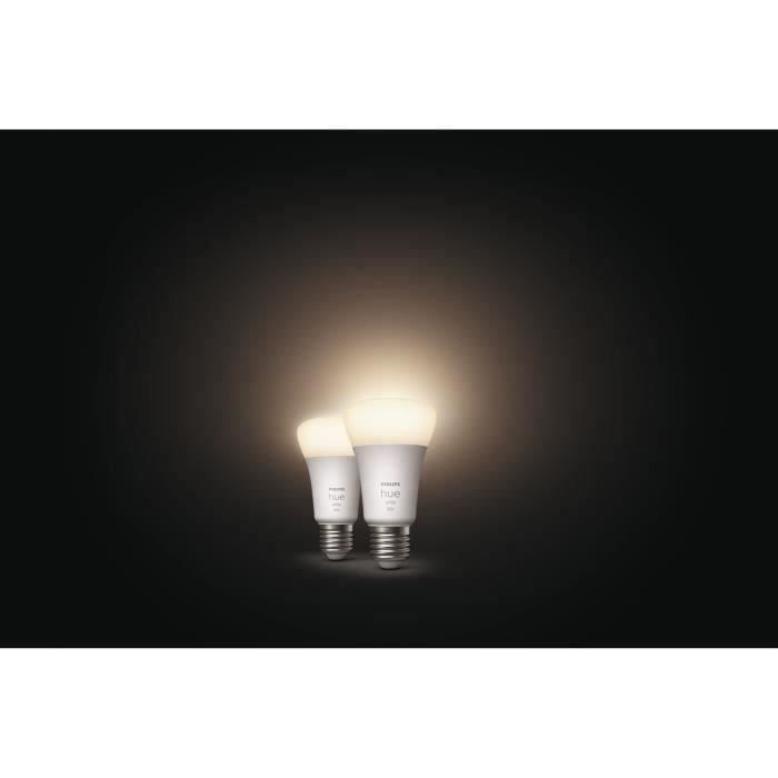 PHILIPS Hue White Ampoules LED Connectées E27 - Compatible Bluetooth Pack De 2