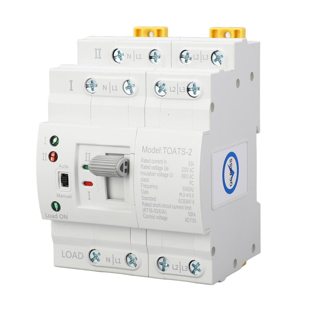 Dual Power Automatic Transfer Switch 4P 63A Emergency Generator Changeover Switch for Home 110V