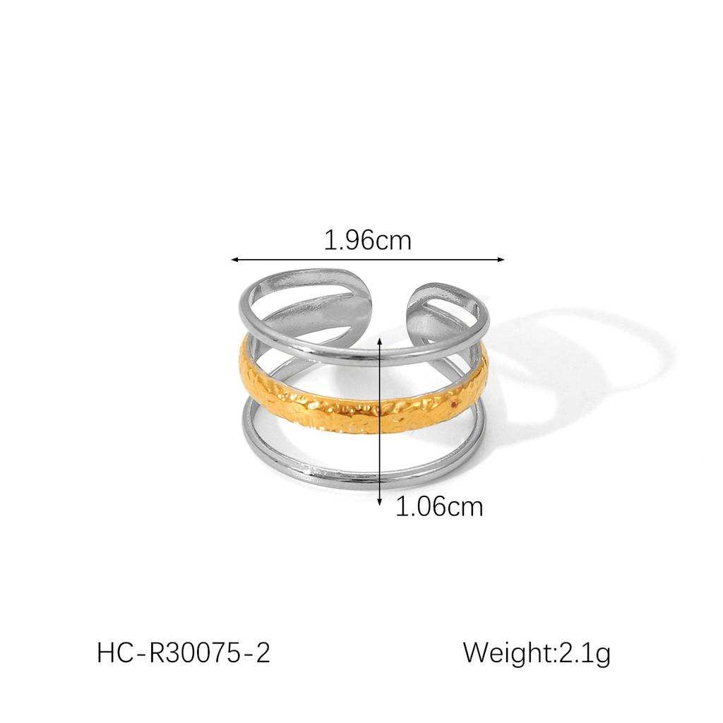 Titanium Steel Ring Three-Layer Line Open Ring 18K Gold Stainless Steel Band for Women Non-Fading