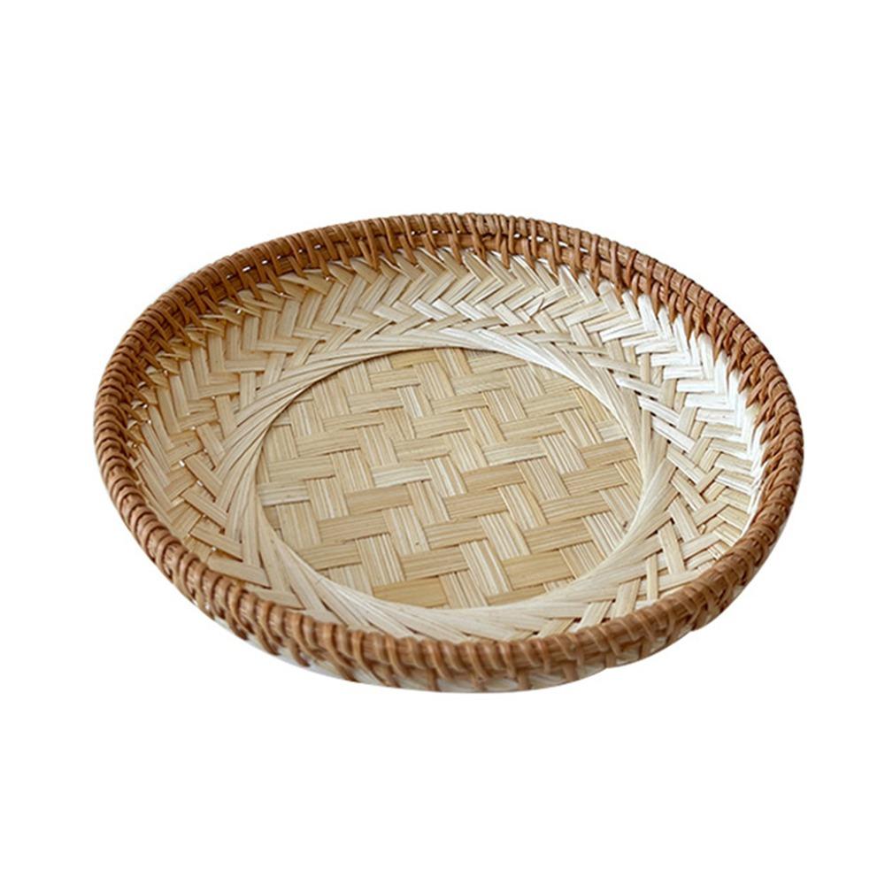 

Круглая корзина для хранения, плетеный поднос коричневого и бежевого цвета, высококачественное демонстрационное блюдо для дома, магазина и отеля XL