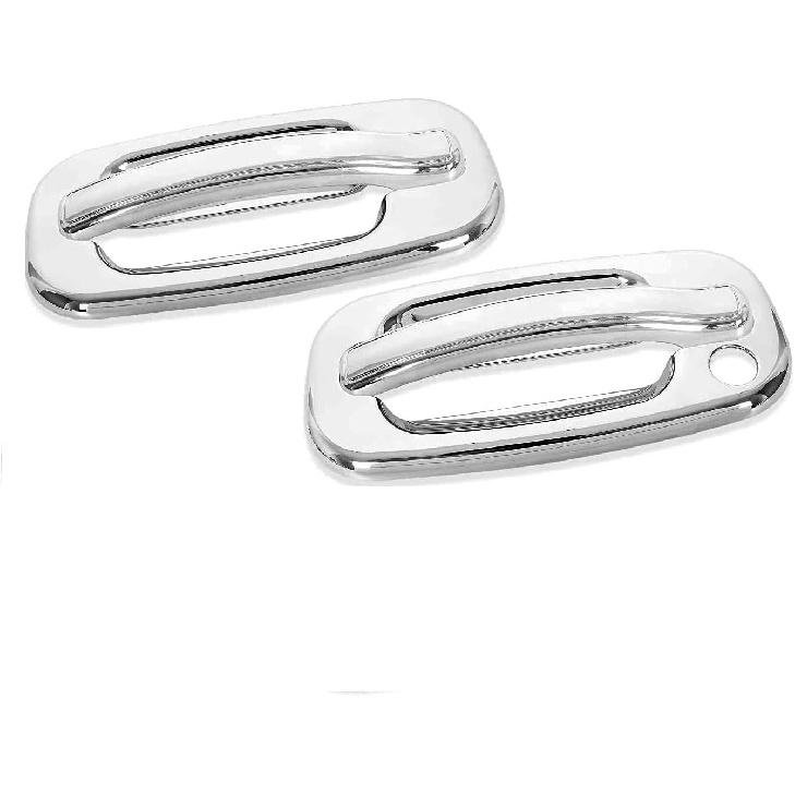 Chrome Door Handle Covers for Chevrolet Tahoe/Silverado/Suburban 2000-2006 & GMC Sierra/Yukon 1999-2006 - 2 Doors ONLY - Silver, 4x9 inches, ABS,
