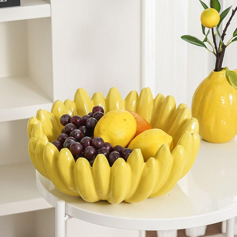 Creative Banana Shaped Storage Tray Ceramic Dessert Plate Storage Container  Hotel Table
