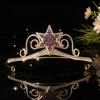 Minimalist Celestial Star Gold Plated Rhinestone Bridal Tiara Sparkling Starry Crystal Queen Crown Hair Accessory Elegant Prom