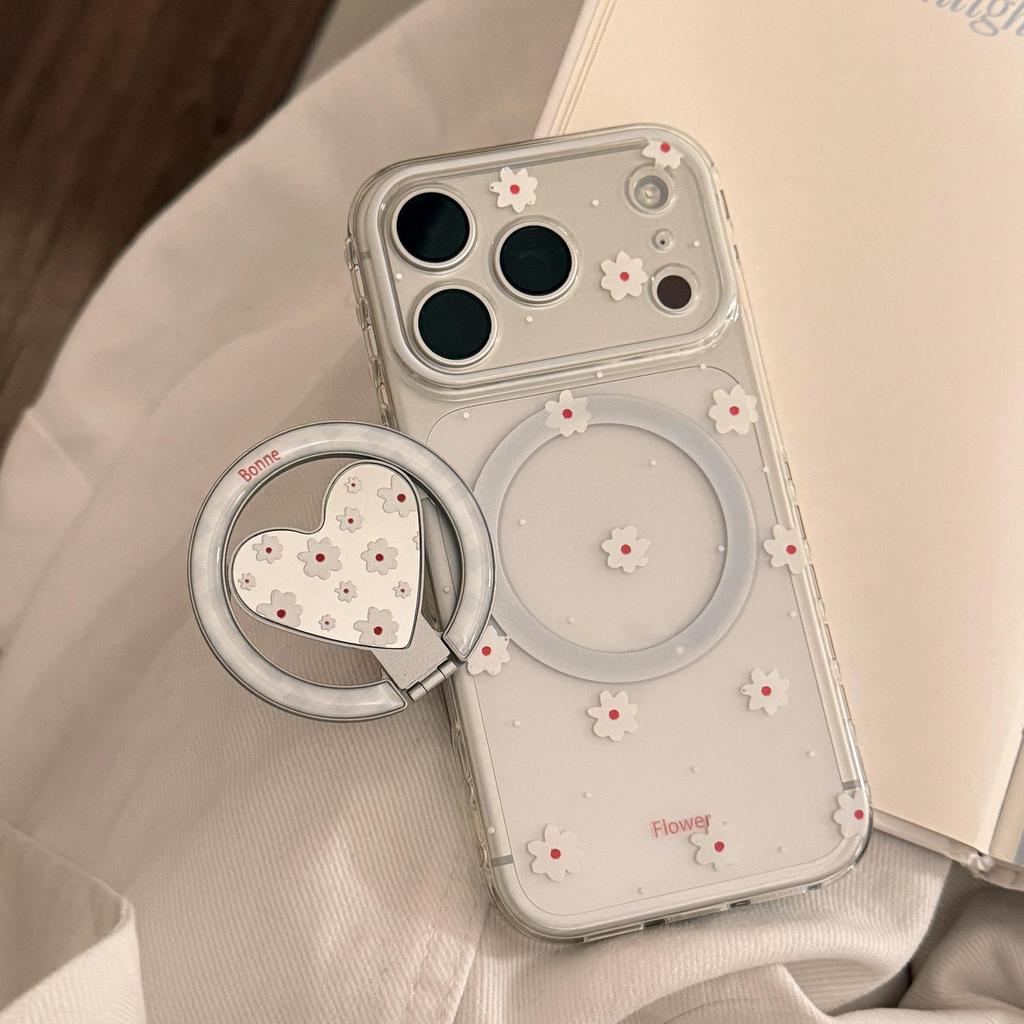 Flower Heart Stand Phone Case for iPhone 16, iPhone 17, iPhone 17 Pro Max