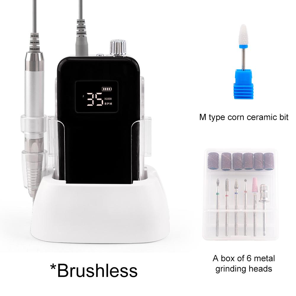 

BEPAN Brushless Nail Drill Rechargeable Desktop Base 35000RPM Manicure Small Display Screen Machine Nail File Cordless UK чёрный