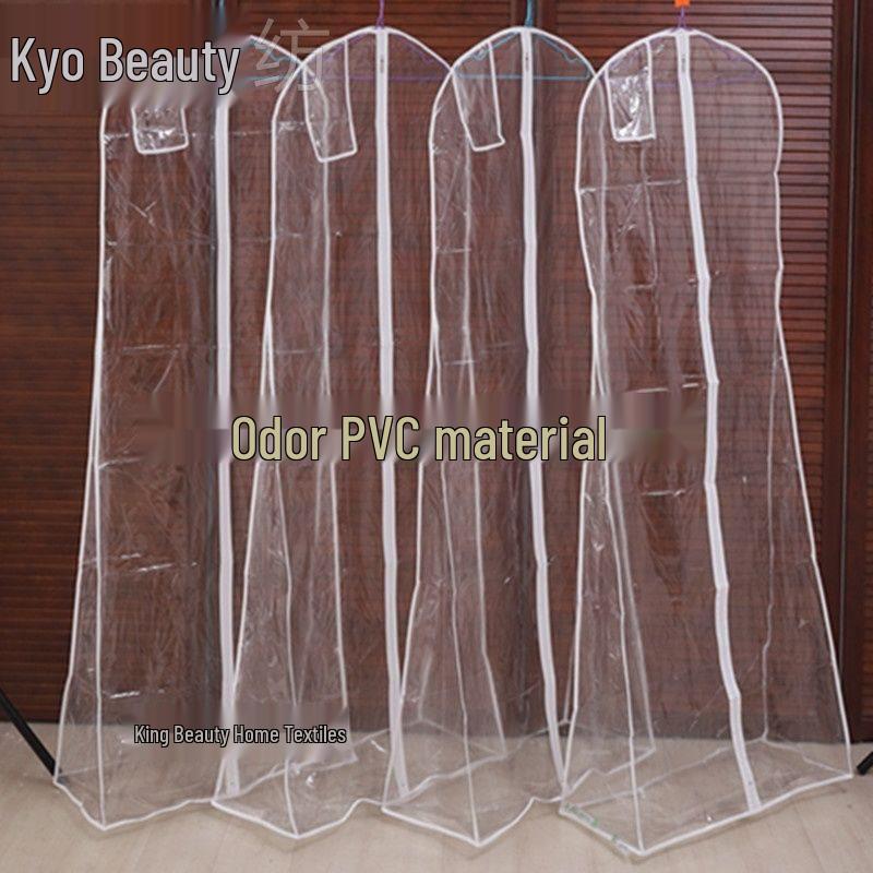 Extra Long Double-Layer Wedding Dress Dust Cover - Large Transparent Hanging Storage Bag