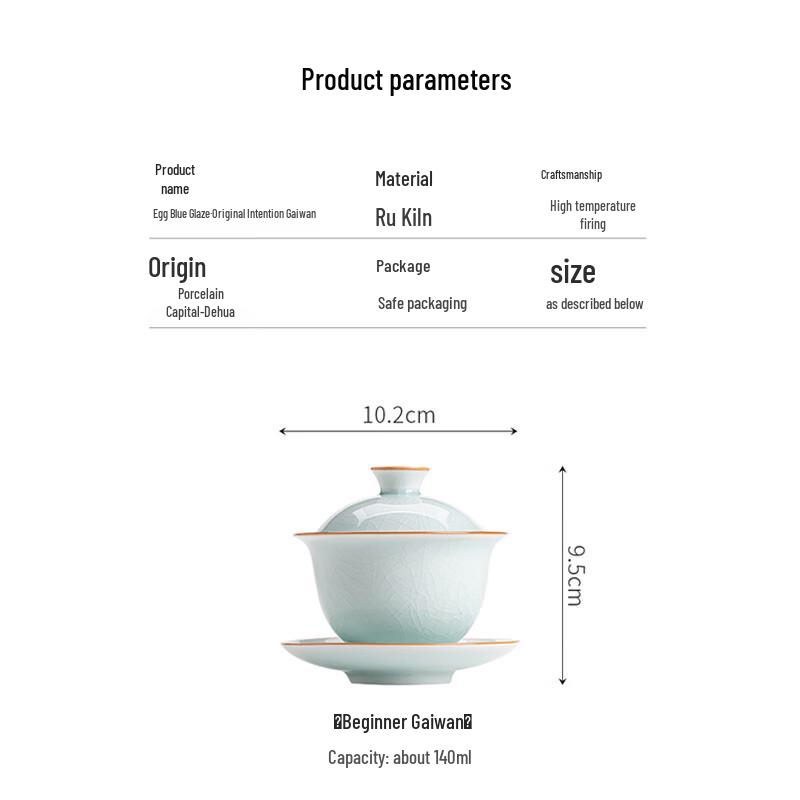 Sushih Ru Kiln Eggshell Green Sancai Gaiwan