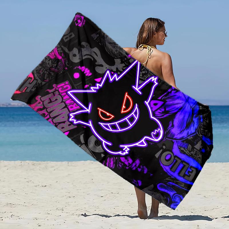 Children'S Bath Towel Gengar Towel Theme Beach Blanket Quick Dry Soft Swimming Towel For Beach Pool Bathyoga