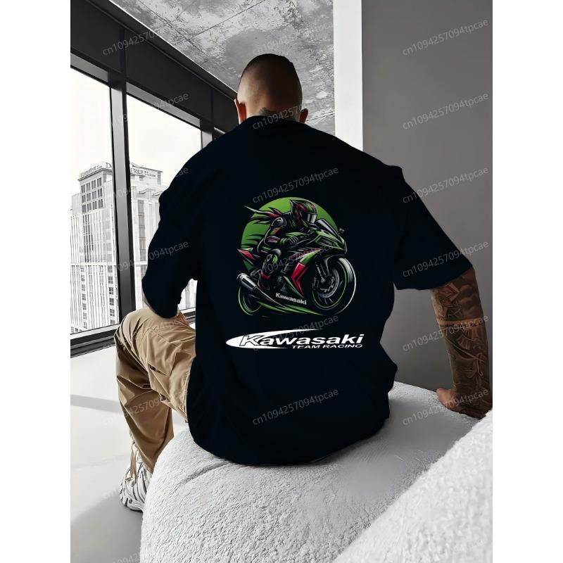 Logo Kawasaki 2025 nové pánské tričko motocyklové streetové oblečení adventure ultimate sports pánský top high-end