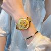 Fashionable Women's Watch With Transparent Back, Diamond Inlaid, Rotating Galaxy Dial, Sunflower Design Waterproof Quartz Watch