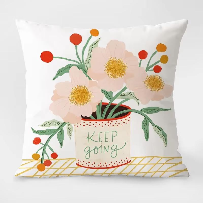Simple Floral Pillowcase – Dormitory, Office & Living Room Sofa Home Decor