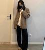 Korean Retro V-Neck Cashmere Cardigan: Women's Thick Wool Knit Outerwear, Loose Fit.