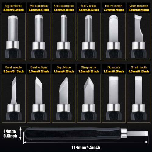 LEONTOOL 12-Piece Wood Carving Chisel Set, Includes Flat, Beveled, Round, and Triangular Chisels, for Precision Carving, Fine Woodworking, and Art Kni