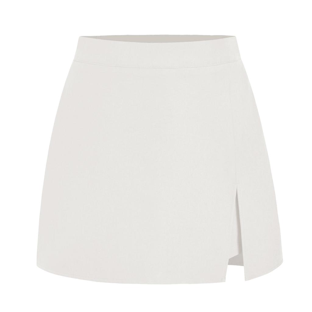 Women's Solid Color Suede Skirt High Waisted Metal Buckle Wrapped Hip Short Skirt Mini Skirt