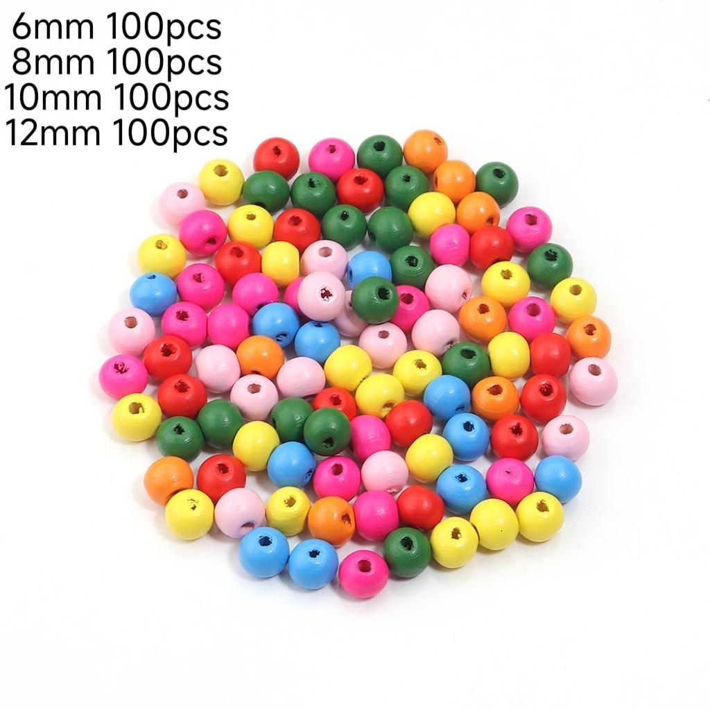 Louleur Natural Wooden Beads Round Natural Stripe Beads Spacer Colorful Loose Spacer Wood Beads For Jewelry Making Bracelet