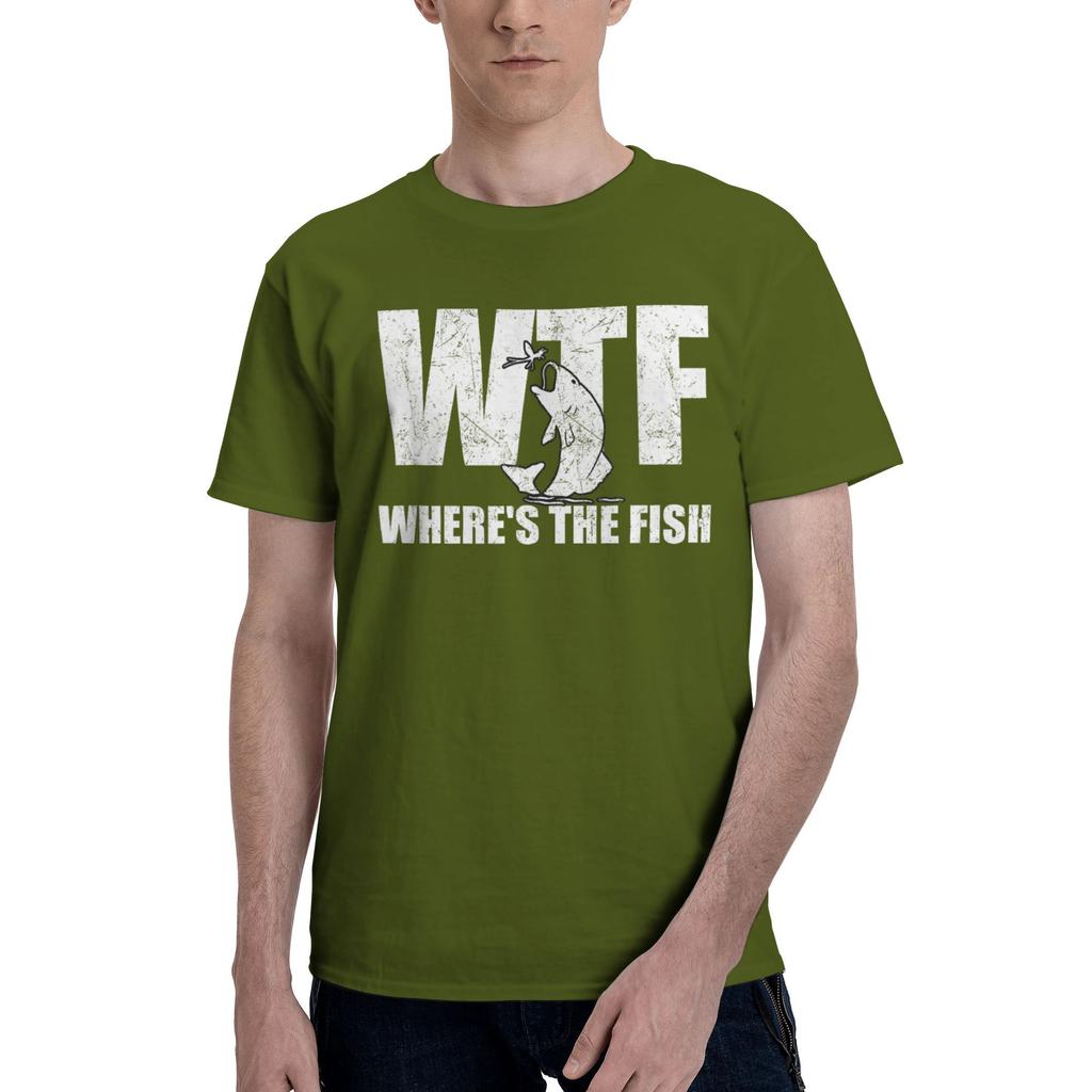 Where's The Fish Men's Funny Fishing Gifts Fathers Day Printed T Shirts for Men Women  Pure Cotton  Tee Shirt Clothes