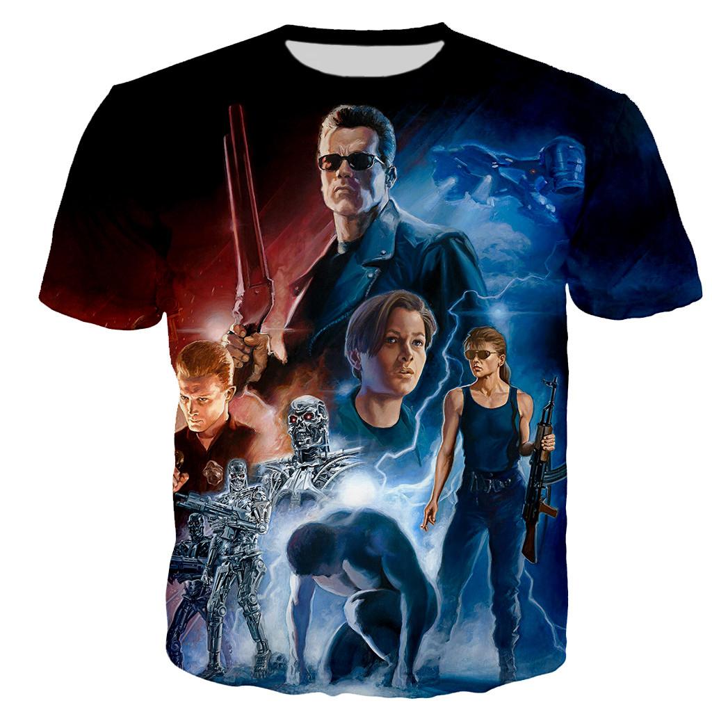 Terminator 3D Print TShirts Men Women Casual Fashion Streetwear Oversized Short Sleeve  Adult children's parent child Tshirt