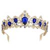 Gorgeous Pink Crystal Crown Royal Queen Tiaras Headbands for Girls Prom Bridal Crowns Bride Diadem Wedding Hair Jewelry