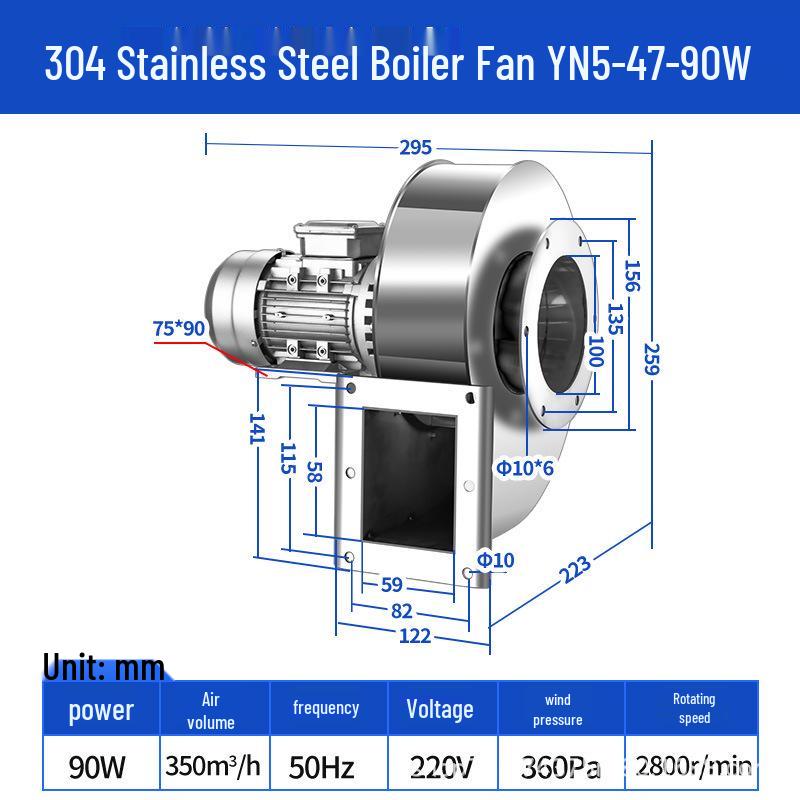 High-Temperature Resistant Stainless Steel Boiler Induced Draft Fan, Dust Removal, 380V/220V