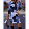 Fashion Tie-dye Plaid Pattern Women Mini Dresses Spring Autumn Long Sleeve 3D Print