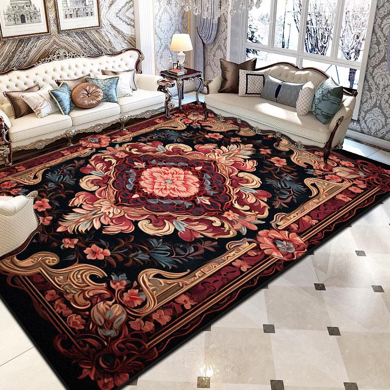 Tappeti Persiani di Lusso Grandi per Soggiorno Decorazione Stampa Nera Tappeti Lavabili Pieghevoli Camera da Letto Comodino Tappetino Antiscivolo