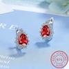Pear Genuine Natural Blue Topaz 925 Sterling Silver Water Drop Hoop Earrings for Women Fashion Statement Gemstone Jewelry