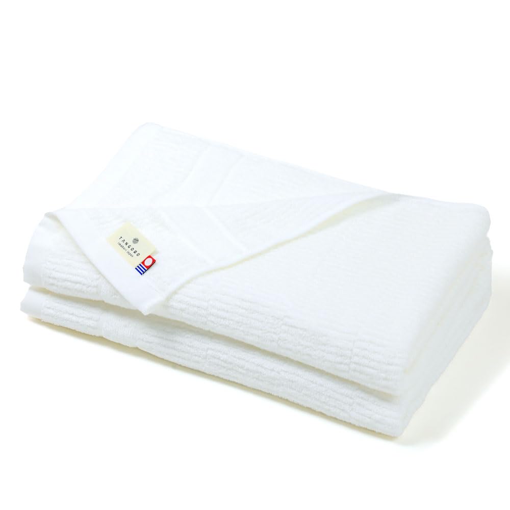 TANGONO Imabari Bath Towels of 2 61 x 130 cm White Gentle Made in Indoor Cotton Towels, Quick-Drying (Set / / Set) [Skin-Friendly / Texture]