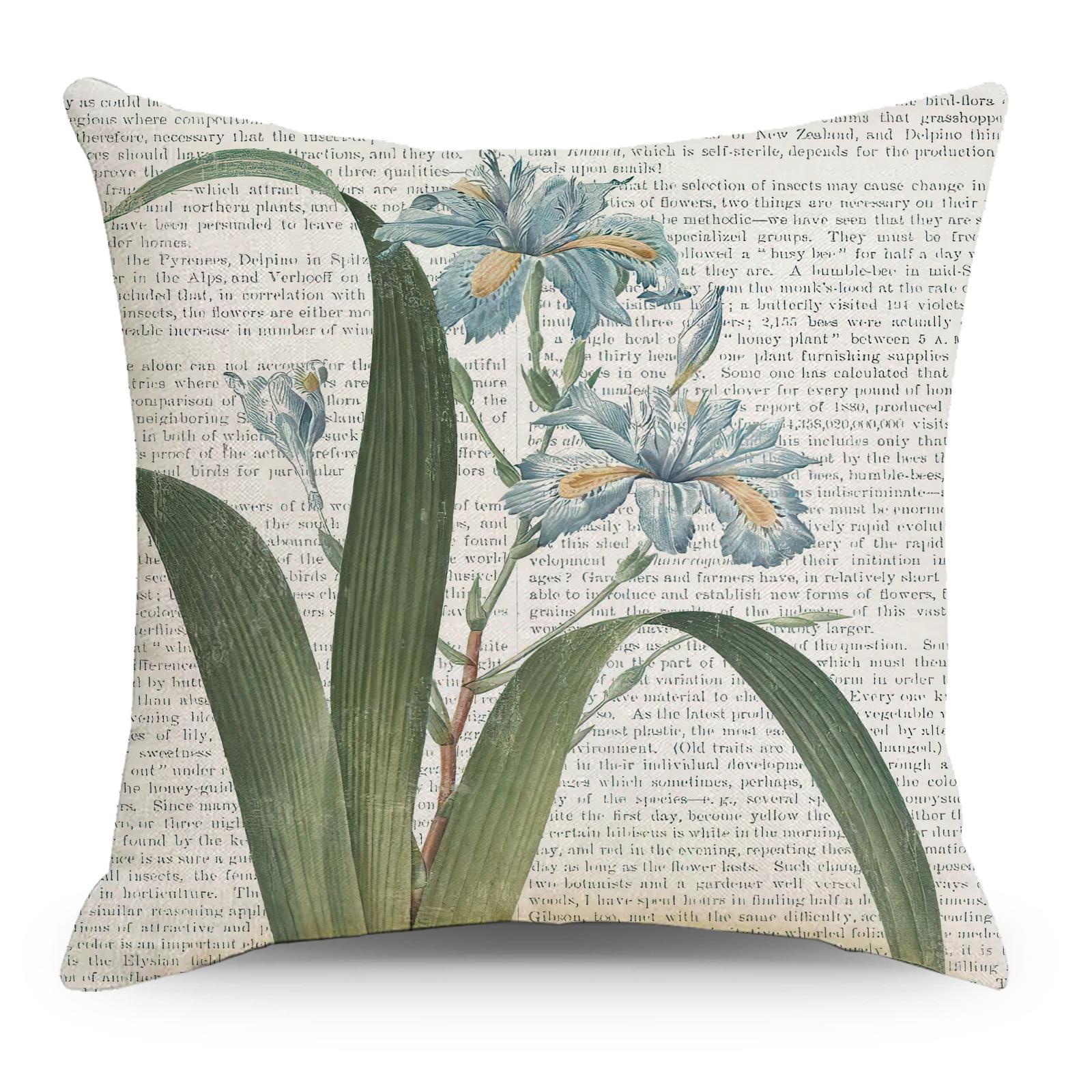 

Домашняя винтажная наволочка из льна с принтом растений в европейском и американском стиле, диванная подушка, автомобильная подушка, наволочка 45*45cm