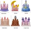Pinenjoy 6-teilige Harz-Traumschloss-Figur, Mini-Märchenschloss, Weihnachts-Schlossdekoration, Versteck für Waldgeister, Rosa Schloss, Europäischer Stil