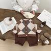 Early Spring Boys Retro Sweater Spring And Autumn New Baby Contrasting Color Fashion Knitted Cardigan Sweater