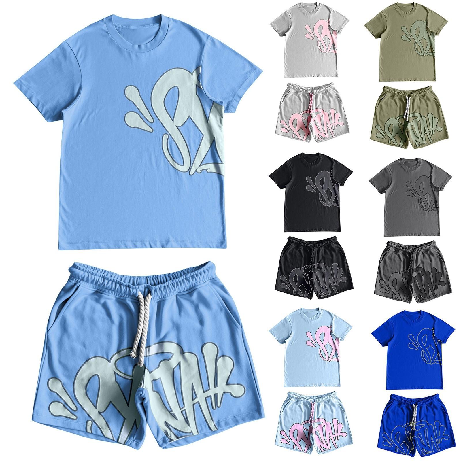 

Женская и мужская повседневная свободная футболка с принтом и шорты, состоящая из двух частей, тренд уличной моды, с короткими рукавами + шорты S