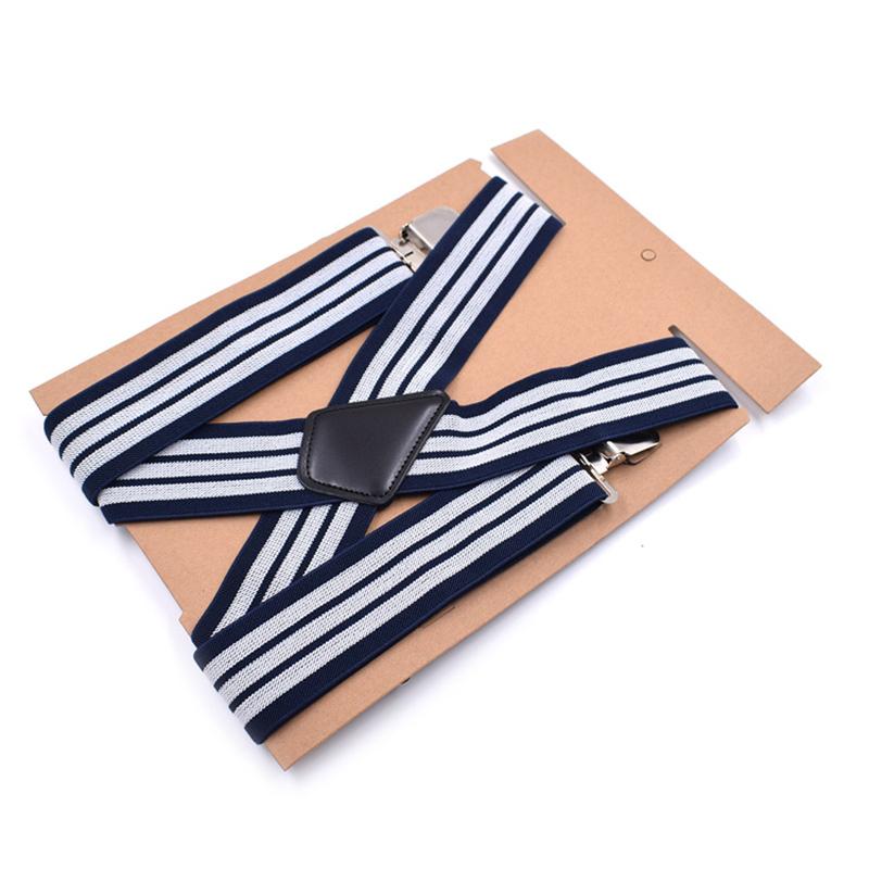 5cm Men Suspenders High Elastic Adjustable 4 Strong Clips Suspender Straps Heavy Duty X-Shaped Back Trousers Braces