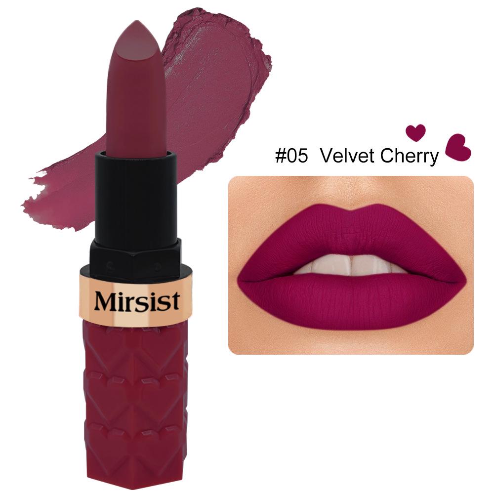 Single Pack Mirsist 6-Color Matte Lipstick: Non-Stick, Waterproof, Long-Lasting, Non-Fading, Whitening.